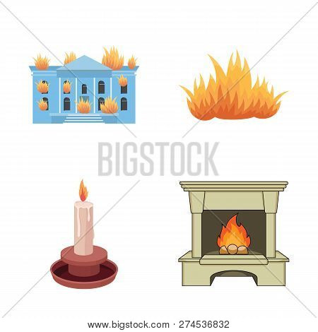 Vector Design Of Fire And Flame Symbol. Collection Of Fire And Fireball Stock Symbol For Web.