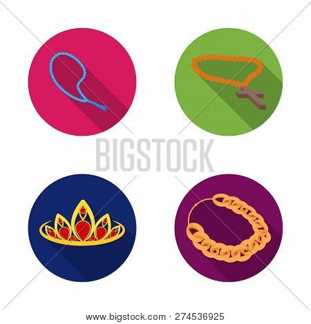 Vector Design Of Jewelery And Necklace Logo. Collection Of Jewelery And Pendent Vector Icon For Stoc