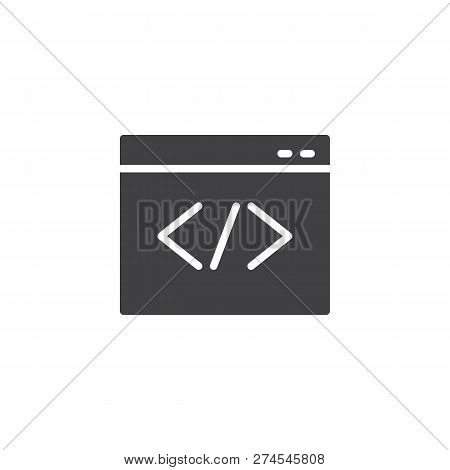 Web Browser Coding Vector Icon. Filled Flat Sign For Mobile Concept And Web Design. Programming, Cod