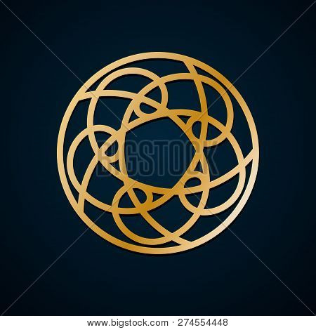 Ethnic Geometric, Floral Round Ornament, Pattern Of Gold Lines. Mandala. Decorative Gold Pattern, Or