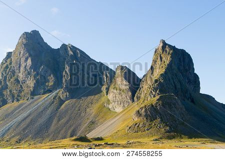 Hvalnes Lava Beach Landscape, East Iceland Landmark. Iceland Scenery
