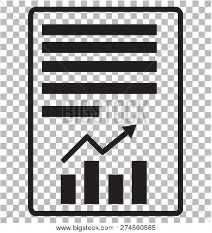 Report Text File Icon On Transparent. Flat Style. Document With Chart Icon For Your Web Site Design,