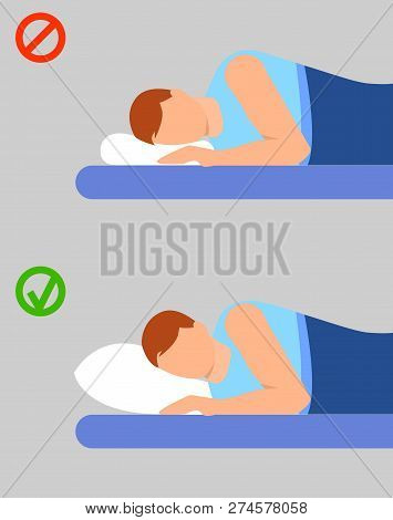Man Info Sleep Position Banner Vertical. Flat Illustration Of Man Info Sleep Position Banner Vertica