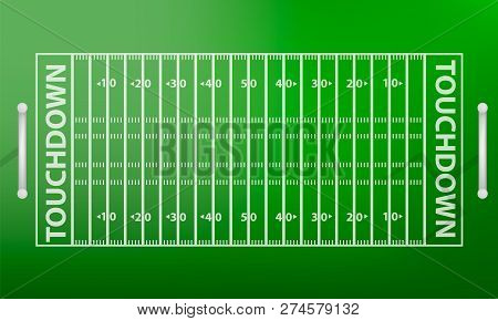 Top View American Football Field Concept Background. Realistic Illustration Of Top View American Foo