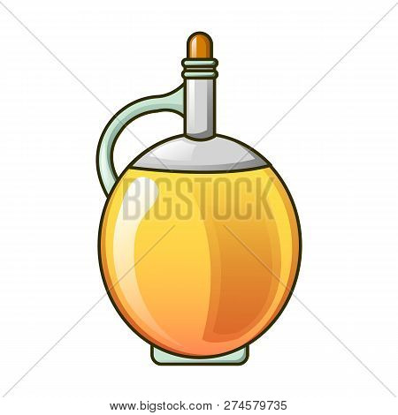 Round Olive Oil Bottle Icon. Cartoon Of Round Olive Oil Bottle Icon For Web Design Isolated On White