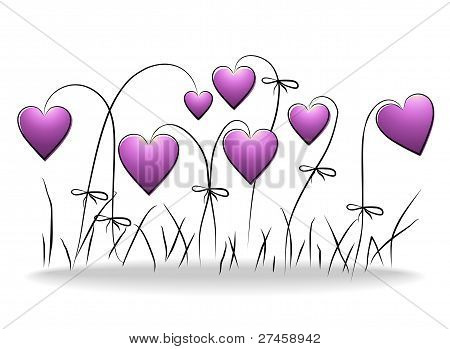 Bloemen - romantische bloemen achtergrond met paarse hart