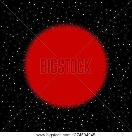 Red Star On Cosmic Background. Vector Illustration.