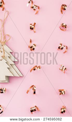 Christmas And New Year's Day Festive Decoration. Flat Lay.
