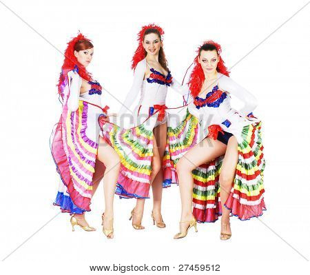 Tre kvinder danse cancan