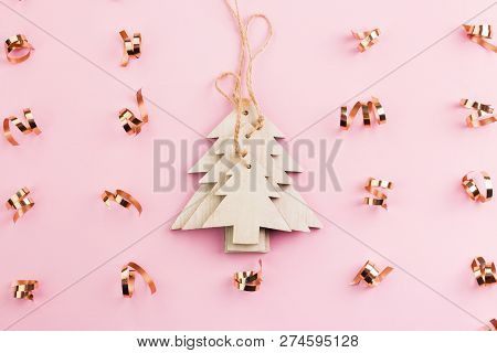 Christmas And New Year's Day Festive Decoration. Flat Lay.