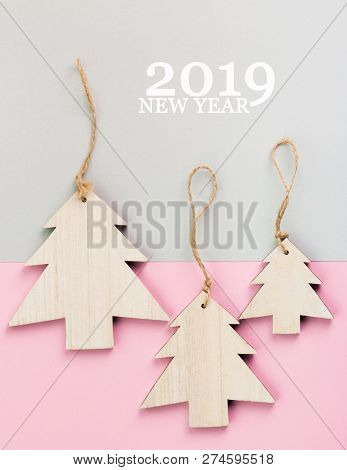 Christmas And New Year's Day Festive Decoration. Flat Lay.
