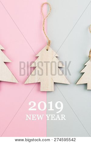 Christmas And New Year's Day Festive Decoration. Flat Lay.