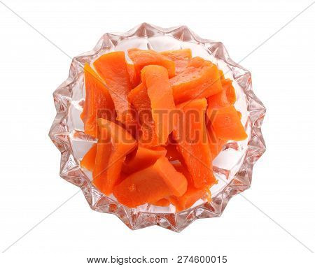 Candied Pumpkin Succade Isolated On White Background.
