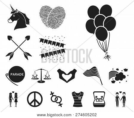 Gay And Lesbian Black Icons In Set Collection For Design.sexual Minority And Attributes Vector Symbo