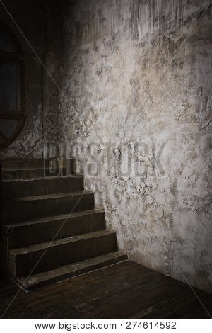 Interior Of The Dark Basement.