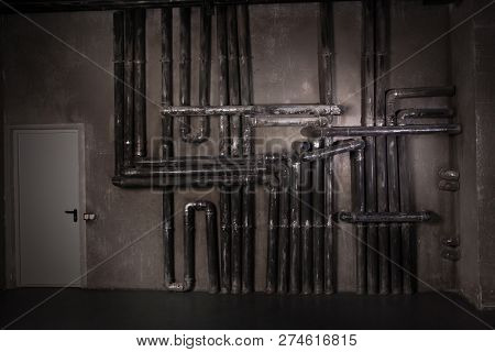 Interior Of The Dark Basement.