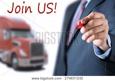 Businessman  Inviting/hiring New Drivers To The Truck Company