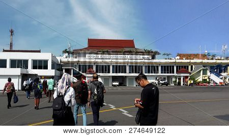 Bandung, Indonesia - August 4,2017: Tourist Arrival At Husein Sastranegara International Airport  In