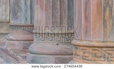 Detail View Of Massive Columns Of A Building