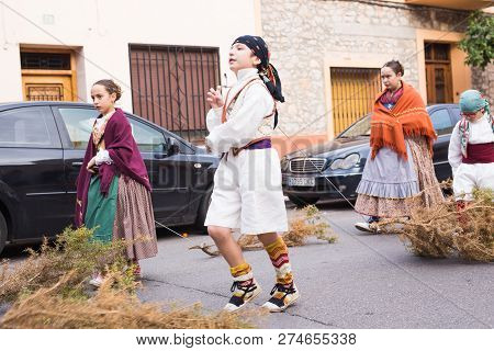 Oropesa Del Mar, Spain - January 13, 2018: Holiday Procession On Festival Of Saint Anthony In The St