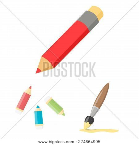 Isolated Object Of Pencil And Sharpen Sign. Collection Of Pencil And Color Vector Icon For Stock.