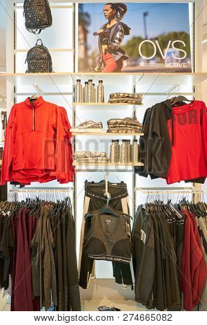 ROME, ITALY - CIRCA NOVEMBER, 2017: interior shot of OVS shop in Rome. 
