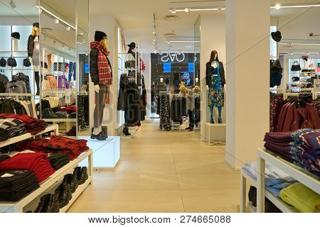 ROME, ITALY - CIRCA NOVEMBER, 2017: interior shot of OVS shop in Rome. 