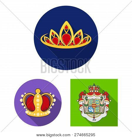 Vector Design Of Crown And Royal Icon. Collection Of Crown And Jewelry Stock Symbol For Web.