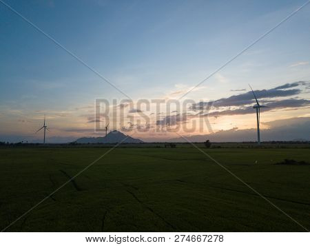 Wind Turbine Farm Or Windmill On A Summer Day. High-quality Stock Video Footage Wind Turbine Or Wind