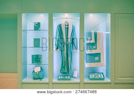 ROME, ITALY - CIRCA NOVEMBER, 2017: interior shot of Acqua dell'elba shop in Rome.
