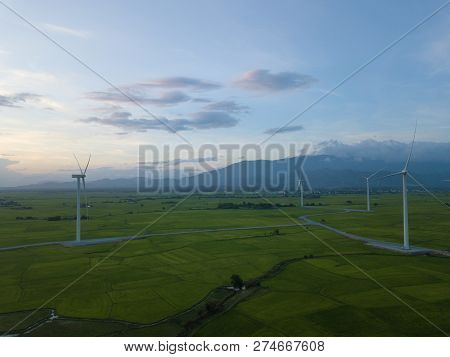 Wind Turbine Farm Or Windmill On A Summer Day. High-quality Stock Video Footage Wind Turbine Or Wind