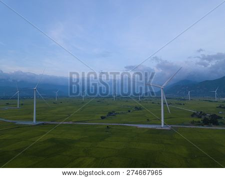 Wind Turbine Farm Or Windmill On A Summer Day. High-quality Stock Video Footage Wind Turbine Or Wind