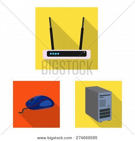 Isolated Object Of Laptop And Device Sign. Set Of Laptop And Server Vector Icon For Stock.