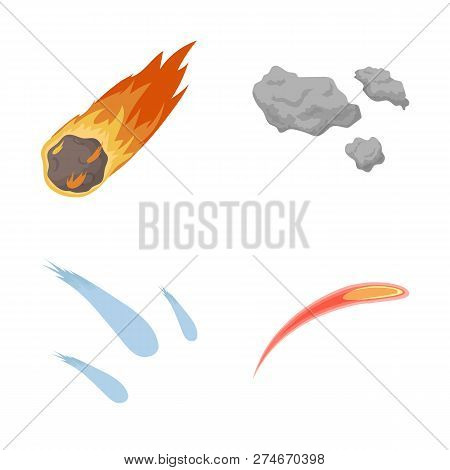 Vector Illustration Of Shooting And Fire Symbol. Set Of Shooting And Asteroid Stock Vector Illustrat