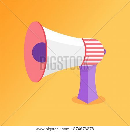 Loudspeaker Big Megaphone Vector Icon. Speaking-trumpet Or Bullhorn, Blowhorn Or Loudhailer Portable