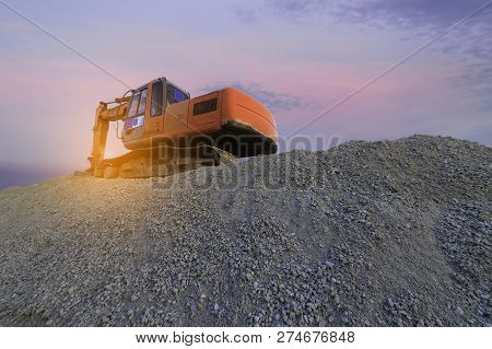 Construction Equipment Of Street Construction. Business Construction. Construction Site On Sky Backg