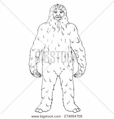 Isolated Object On White Background Point. Raster Nepal, Yeti, Abominable Snowman. Children Coloring