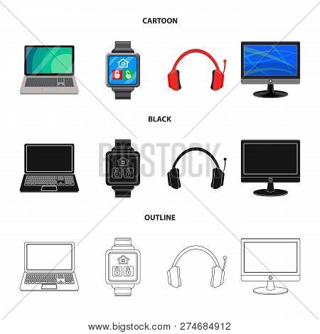 Vector Illustration Of Laptop And Device Logo. Set Of Laptop And Server Vector Icon For Stock.
