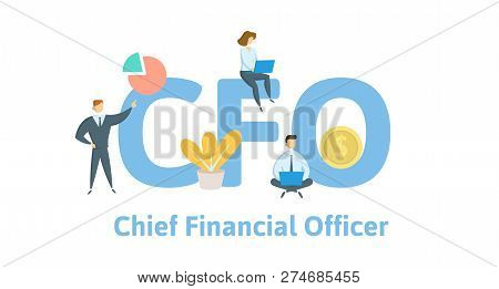 Cfo, Chief Financial Officer. Concept With Keywords, Letters, And Icons. Flat Vector Illustration. I