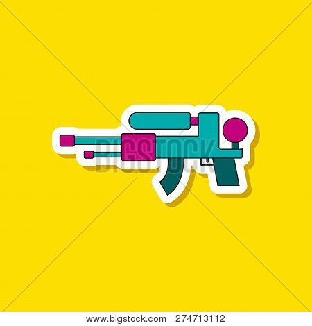Paper Sticker On Stylish Background Kids Toy Water Gun