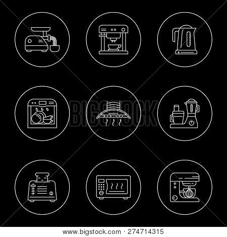 Kitchen Utensils And Household Appliances Linear Icons