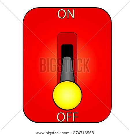 Huge Electric Knife Switch Off Raster On. Comic Book Style Imitation. Object On White Background