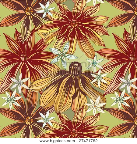Seamless mönster med orange blommor