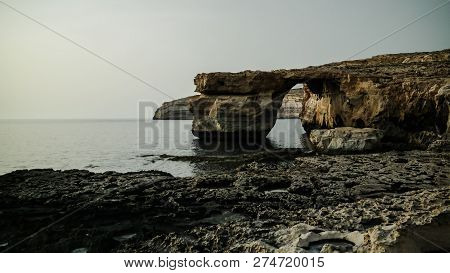 Sea View To Azure Window Natural Arch, Now Vanished, Gozo Island Malta