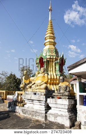 Stupa Chedi And Buddha Statue Images In Wat Phrachao Thanchai And Phra That San Kwang Temple At Chia