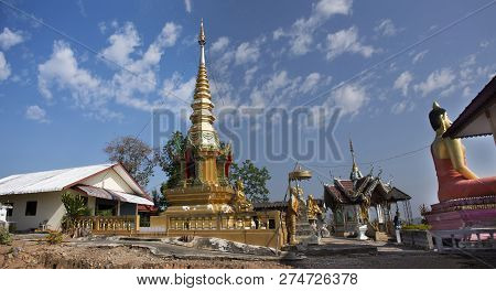 Stupa Chedi And Buddha Statue Images In Wat Phrachao Thanchai And Phra That San Kwang Temple At Chia