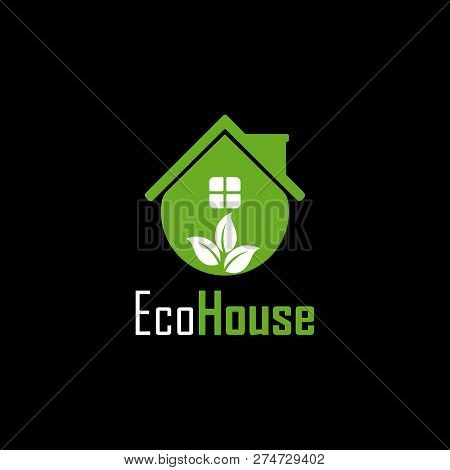 Vector Eco House Logo Design Template. Its Simple Good Design With Leaf And House Combination. Logo 