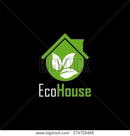 Vector Eco House Logo Design Template. Its Simple Good Design With Leaf And House Combination. Logo 