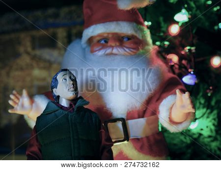 DEC 16 2018: National Lampoons Christmas Vacation Clark Griswold action figure recreating a scene from the holiday cult classic movie. Figure by Neca.