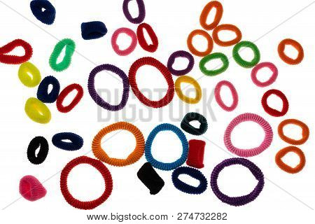 Colorful Hair Bands On White Isolated Background
